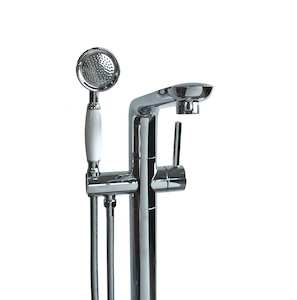 Chrome Freestanding Bathtub Mixer with Handheld Shower Spout Floor Mounted