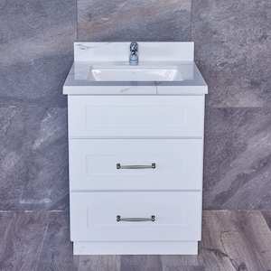 Freestanding Vanity 600mm with Drawers Light Grey (SOLID WOOD)