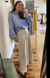 Plot Twist Maxi Skirt - Oat Linen