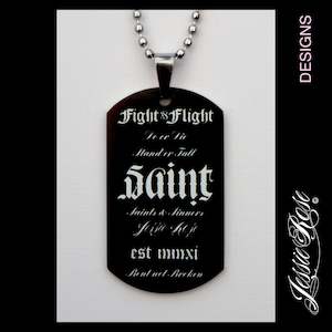 'Fight VS Flight' - stainless steel ‘dog tag’ style pendant.