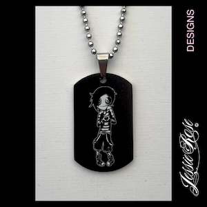 'Boy Black' - stainless steel ‘dog tag’ style pendant.