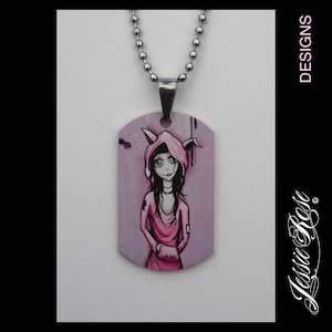 Jewellery: 'Be Free Girl' - stainless steel ‘dog tag’ style pendant.