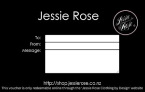 JESSIE ROSE GIFT VOUCHER - for use on the Clothing 'made to order' website