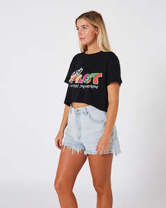 Jetpilot Squadron Ladies Crop Tee - Black