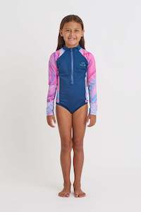 Summer 23 Lifestyle Collection: Jetpilot Girls LS Swimsuit - Fairy Floss