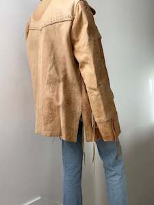 Vintage Soft Tan Leather Jacket with Tassels