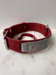 Huichol Leather Wide Dog Collar L4