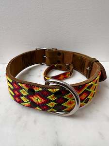 Huichol Leather Wide Dog Collar XL3