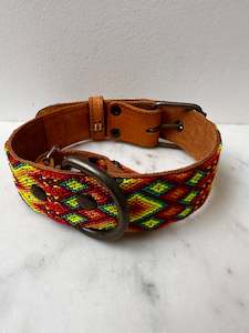 Huichol Embroidered Wide Dog Collar M3