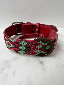 Huichol Embroidered Wide Dog Collar M6