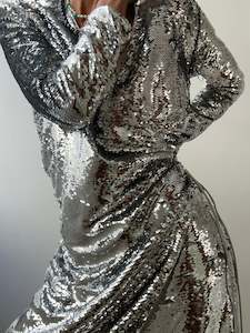 Ganni Wrap Dress Silver