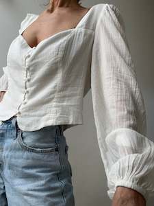 Free People Cropped Peasant Blouse White