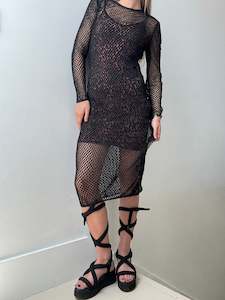 All Saints Beaded Crochet Dress Long