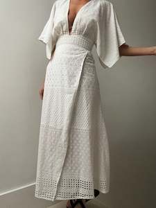 Evarae Modica Wrap Dress White Eyelet