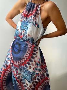 Handprinted Silk Maxi Dress Isla