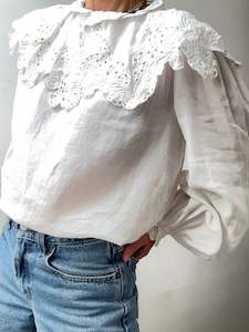 Embroidered Bib Blouse