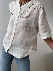 One Off Pieces: Linen Collarless Shirt