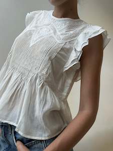 Ese O Ese Sweet Frill Sleeve Blouse White