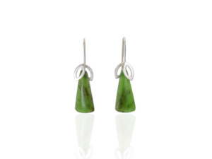 Greenstone Open Leaf Earrings Silver