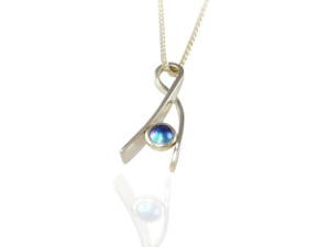 Blue Pearl Ribbon Pendant