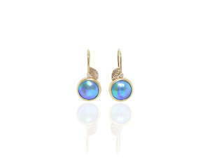 Blue Pearl Leaf Drop Earrings 9ct