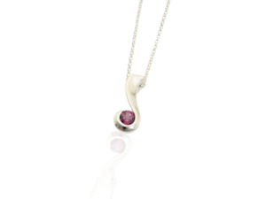 Long Curl Pendant with Rhodolite Garnet