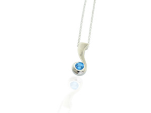 Long Curl Pendant with Blue Topaz