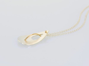 Teardrop Shape Pendant with Gold Feature Wire