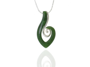 Greenstone Pendant with Silver Koru