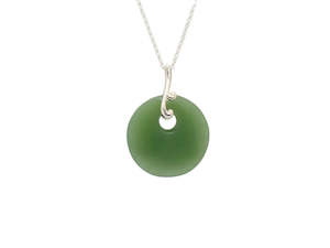 Greenstone Fern Frond Circle  Pendant