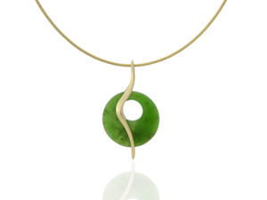 Greenstone Pounamu Jewellery: Greenstone and Gold Eclipse Pendant