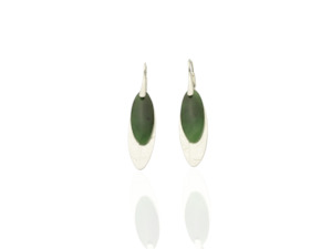 Greenstone Pounamu Jewellery: Greenstone and Silver Pattern Drop Earrings