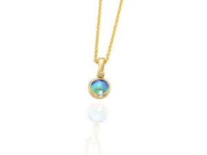 Blue Pearl Pendant with Gold Koru