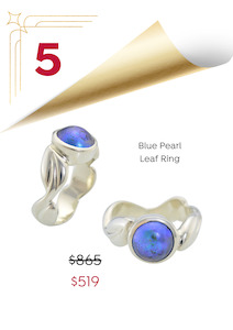 Blue Pearl Leaf Ring