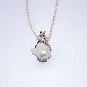 Baroque Pearl and Diamond Pendant