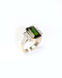 Green Tourmaline and Diamond Dress Ring