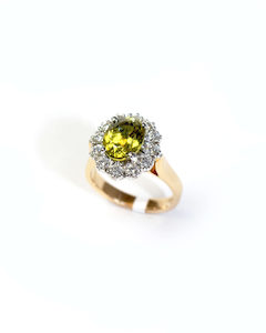 Handmade Chrysoberyl and Diamond Cluster Ring