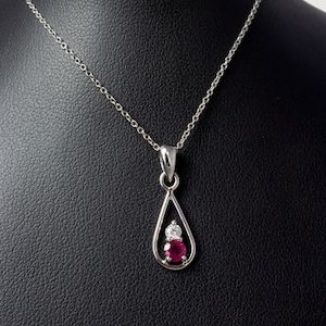 Handmade Minimalist Ruby and Diamond Pendant