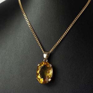 Minimalist Citrine Oval Handmade Pendant