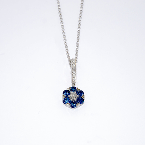 Scalloped Sapphire and Diamond Pendant