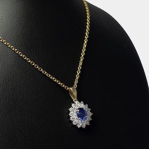 Traditional Sapphire and Diamond Cluster Pendant