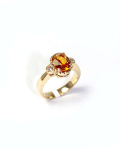 Handmade Citrine and Diamond Dress Ring