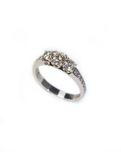 Trilogy Diamond Ring with Channel Set Shoulders