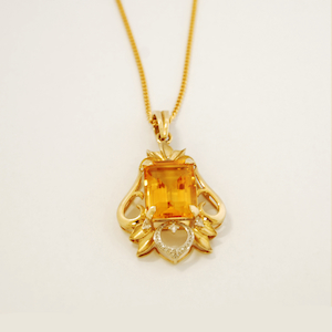 Ornate Citrine and Diamond Enhancer Pendant