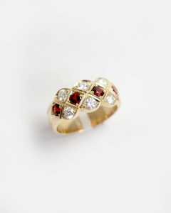 Quintessential Diamond and Garnet Pineapple Ring