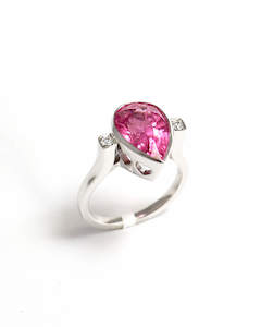 Modern Pear Pink Tourmaline Ring