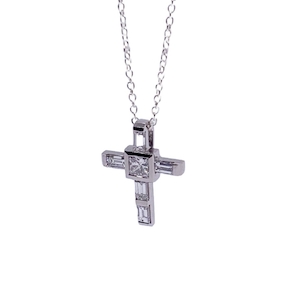 Modern 18ct Diamond Cross Pendant