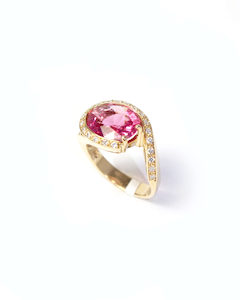 Modern Swirl Pink Tourmaline and Diamond Dress Ring