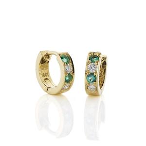 Emerald and Diamond Hoops