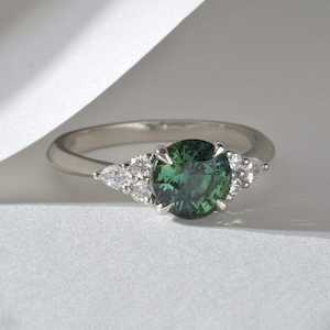 Green Sapphire and Diamond Ring